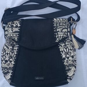 Sakroots Black and Cream Patterned Crossbody Bag